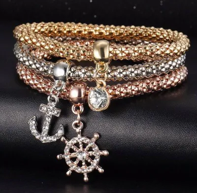 3pcs Elegant Stackable Hand Bangle Bracelet Set 